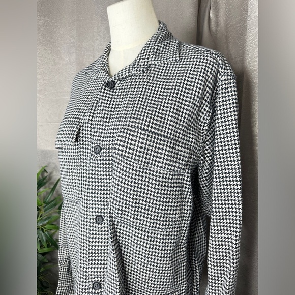 Zara Men’s Black & White Houndstooth Button Down Shirt Sz Medium - Picture 4 of 10